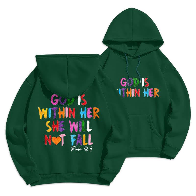 Christianartworkshop Quotation Style God Is Within Her Fleece Lined Polyester Hoodie - image 9