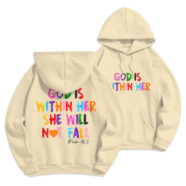 Christianartworkshop Quotation Style God Is Within Her Fleece Lined Polyester Hoodie - image 7