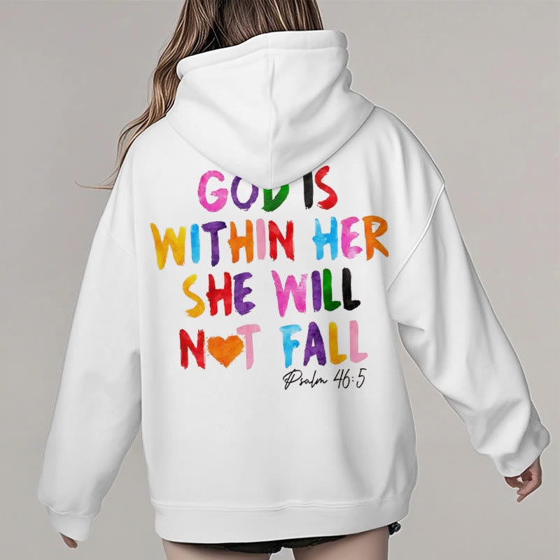 Christianartworkshop Quotation Style God Is Within Her Fleece Lined Polyester Hoodie - image 4
