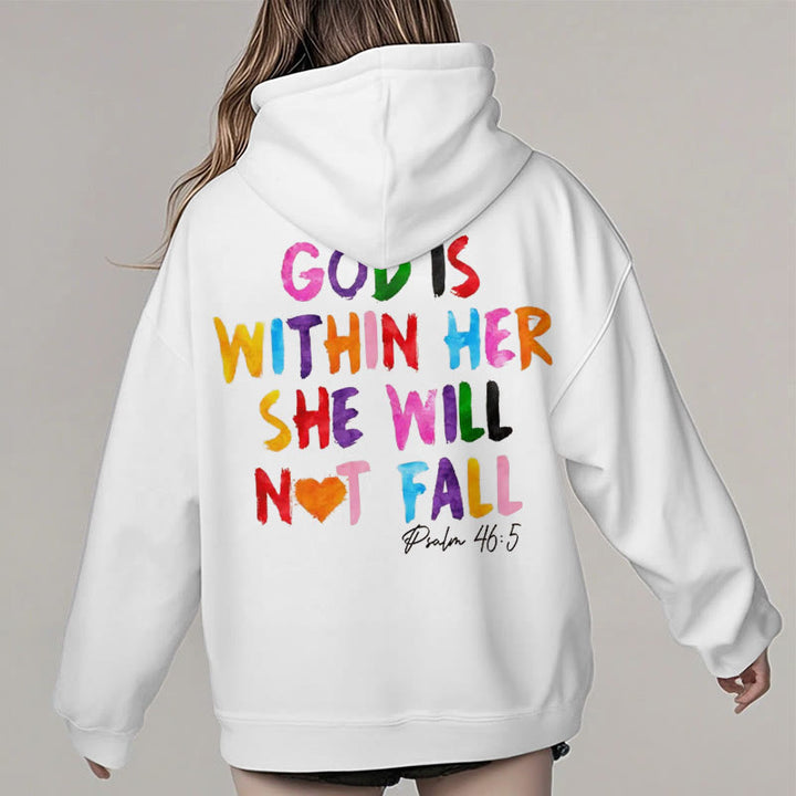 Christianartworkshop Quotation Style God Is Within Her Fleece Lined Polyester Hoodie - image 4