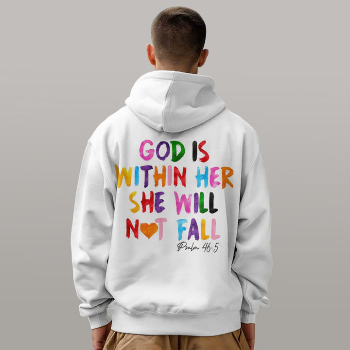 Christianartworkshop Quotation Style God Is Within Her Fleece Lined Polyester Hoodie - image 3