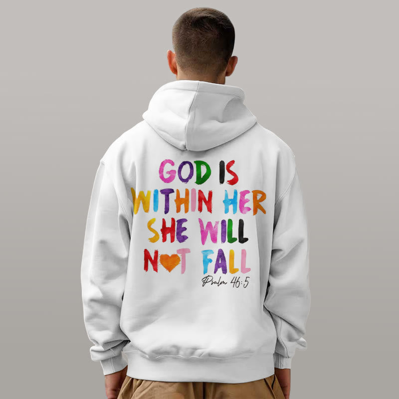 Christianartworkshop Quotation Style God Is Within Her Fleece Lined Polyester Hoodie - image 4