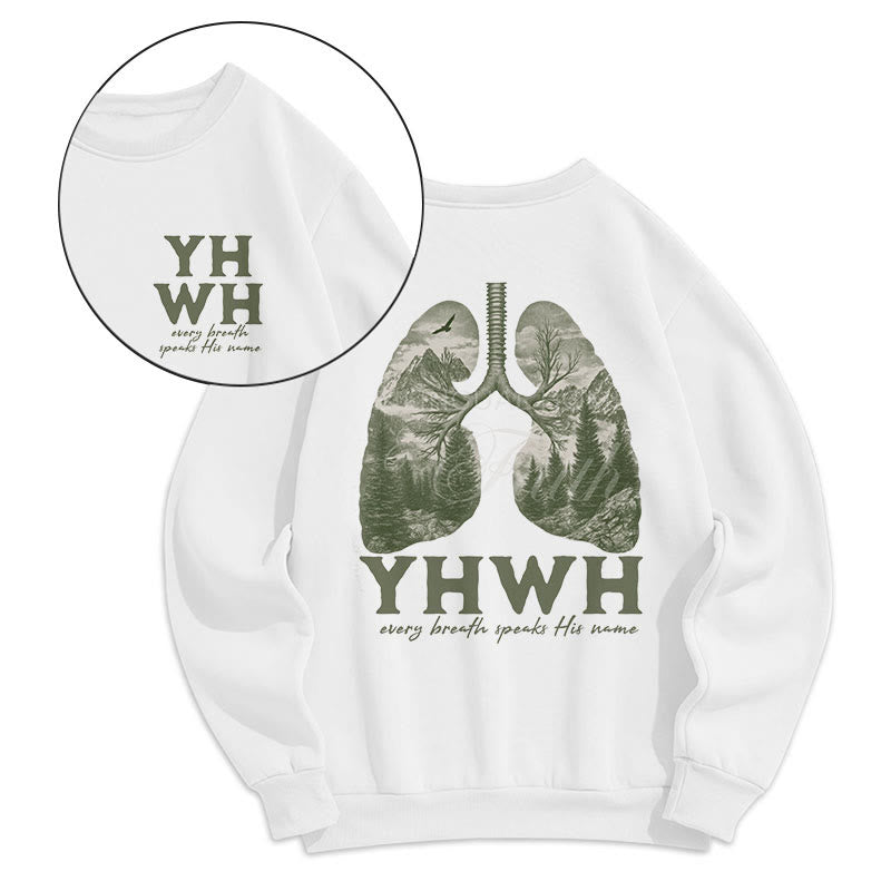 Christianartworkshop Quotation Style Every Breath Speaks His Name Fleece Lined Polyester Sweatshirt - White - 2XL - image 8