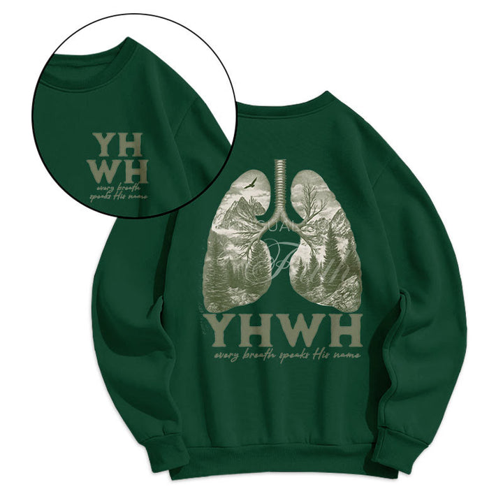 Christianartworkshop Quotation Style Every Breath Speaks His Name Fleece Lined Polyester Sweatshirt - image 0