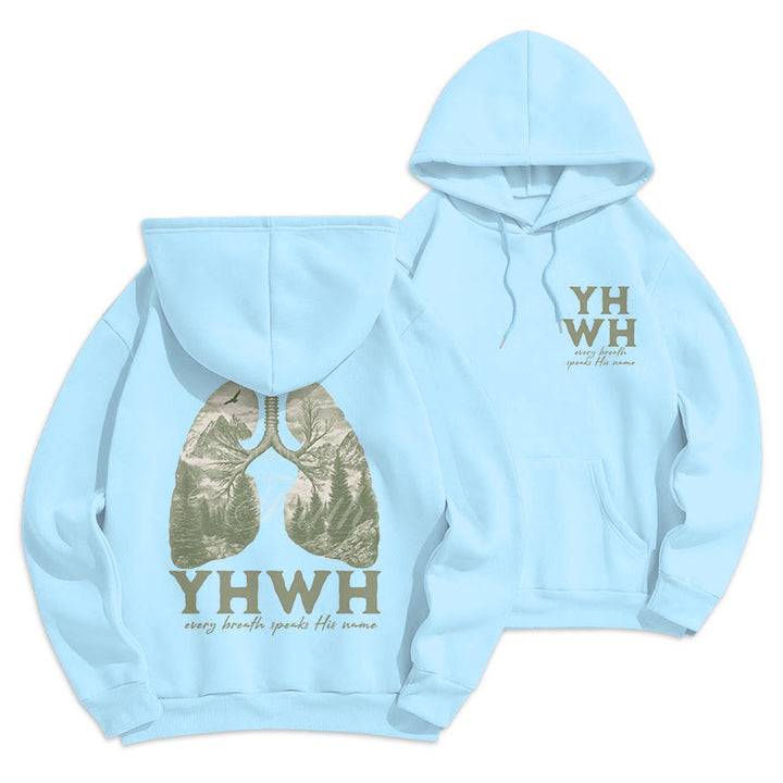 Christianartworkshop Quotation Style Every Breath Speaks His Name Fleece Lined Polyester Hoodie - Blue - 2XL - image 11