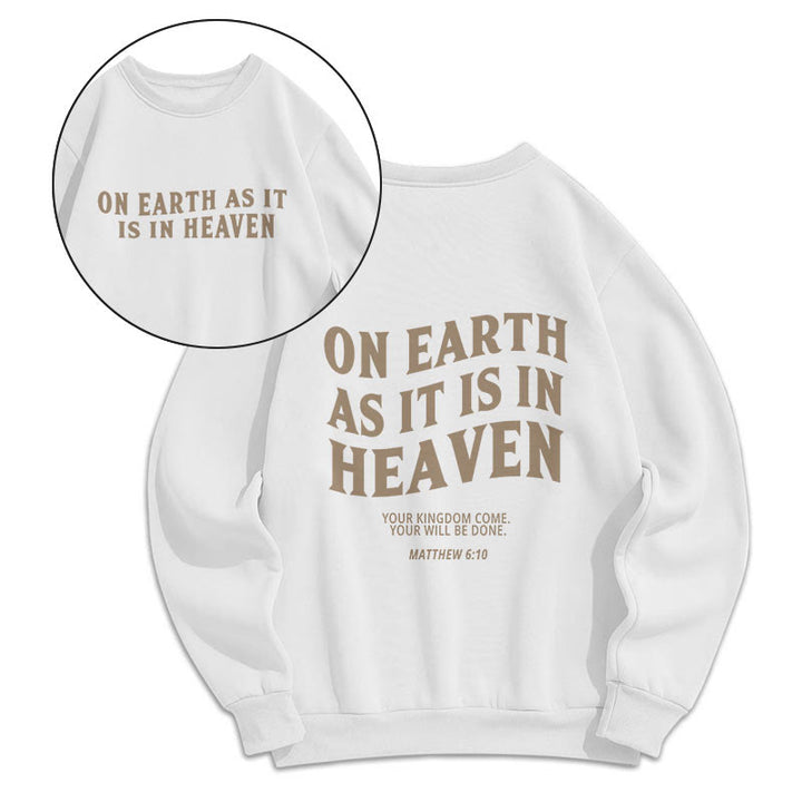 Christianartworkshop Quotation Style On Earth As It Is In Heaven Fleece Lined Polyester Sweatshirt - White - 2XL - image 8