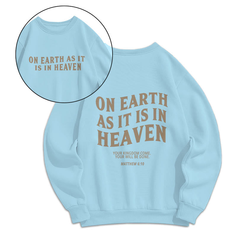 Christianartworkshop Quotation Style On Earth As It Is In Heaven Fleece Lined Polyester Sweatshirt - Blue - 2XL - image 11