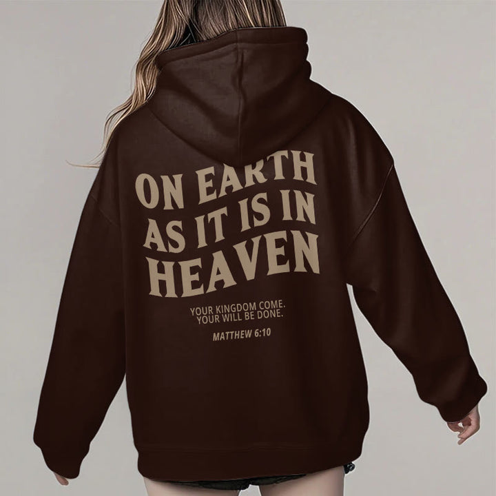 Christianartworkshop Quotation Style On Earth As It Is In Heaven Fleece Lined Polyester Hoodie - image 4