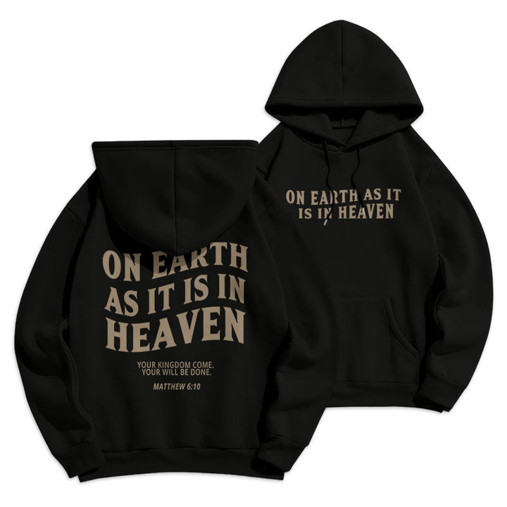 Christianartworkshop Quotation Style On Earth As It Is In Heaven Fleece Lined Polyester Hoodie - Black - 2XL - image 6