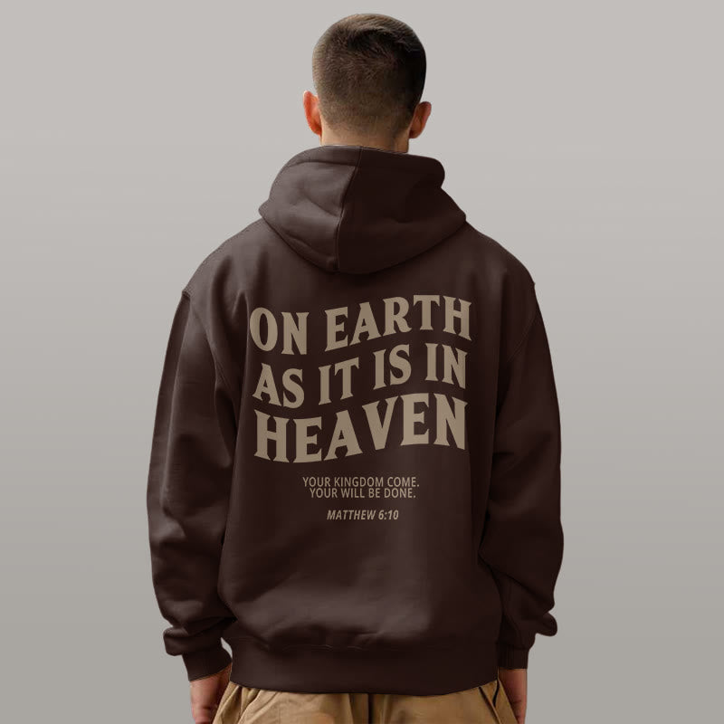 Christianartworkshop Quotation Style On Earth As It Is In Heaven Fleece Lined Polyester Hoodie - image 5