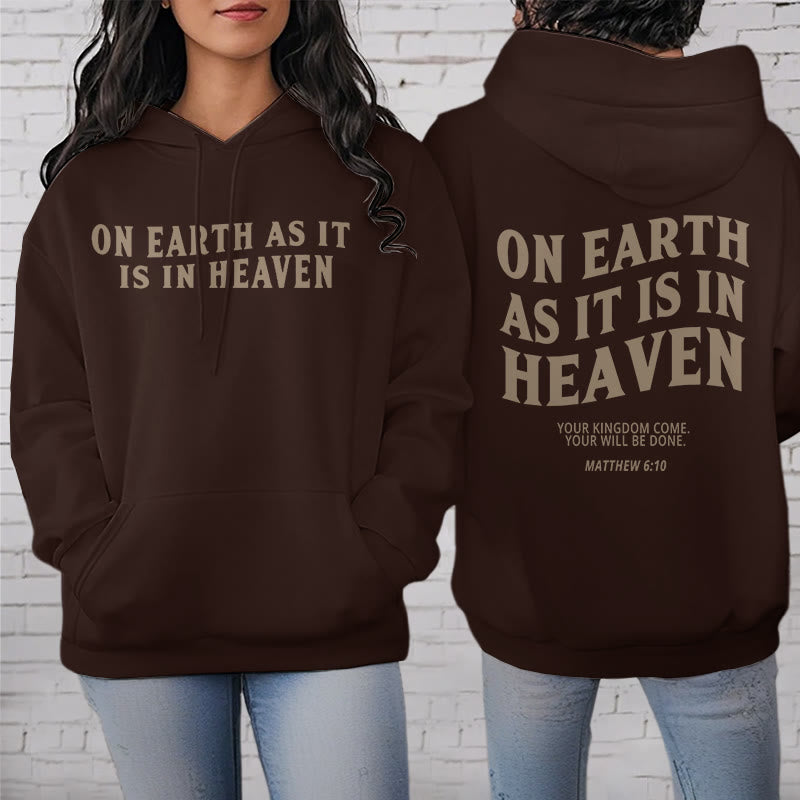 Christianartworkshop Quotation Style On Earth As It Is In Heaven Fleece Lined Polyester Hoodie - image 3