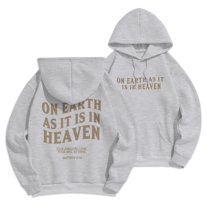 Christianartworkshop Quotation Style On Earth As It Is In Heaven Fleece Lined Polyester Hoodie - Grey - 2XL - image 12