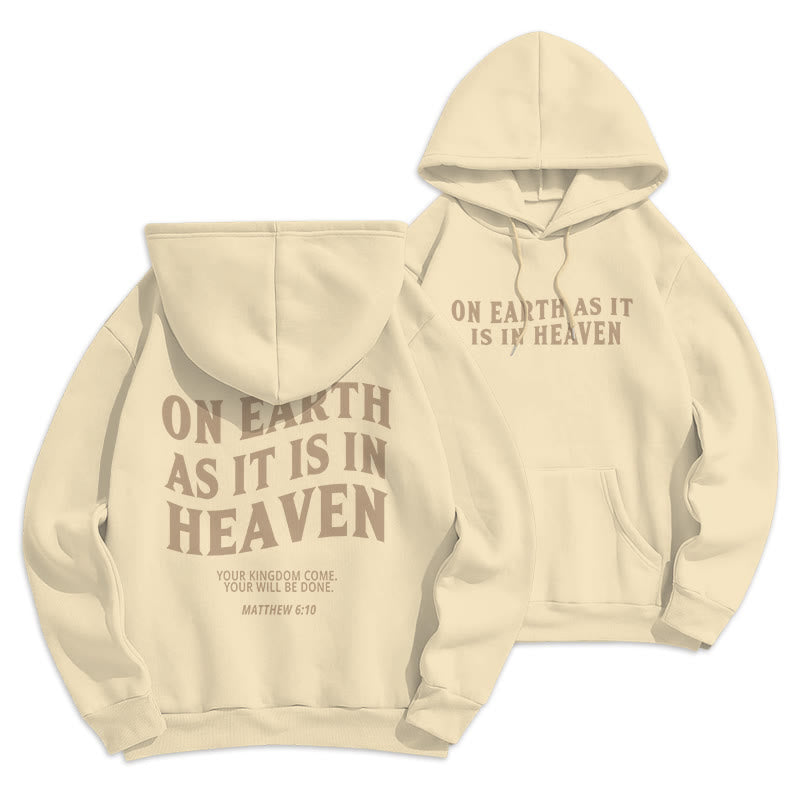 Christianartworkshop Quotation Style On Earth As It Is In Heaven Fleece Lined Polyester Hoodie - Beige - 2XL - image 9