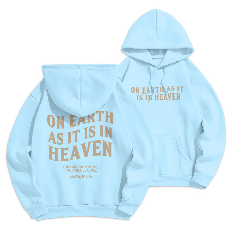 Christianartworkshop Quotation Style On Earth As It Is In Heaven Fleece Lined Polyester Hoodie - Blue - 2XL - image 11