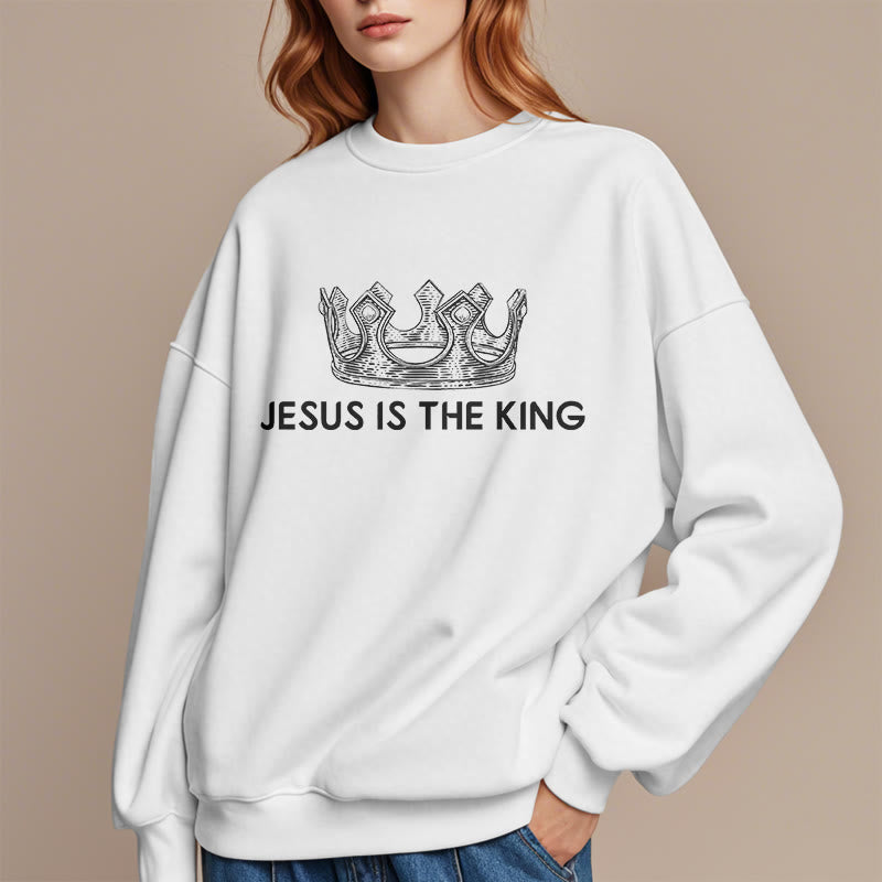Christianartworkshop Quotation Style Jesus Is The King Fleece Lined Polyester Sweatshirt - image 7