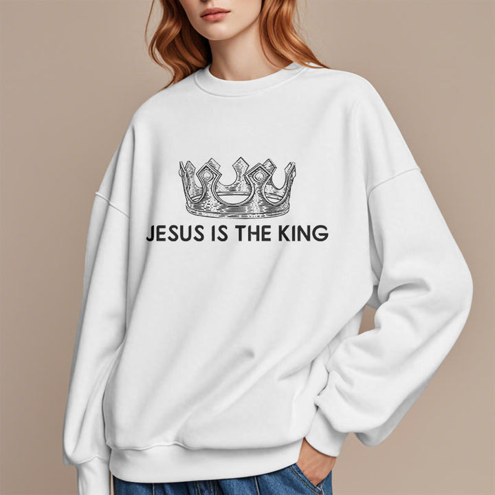 Christianartworkshop Quotation Style Jesus Is The King Fleece Lined Polyester Sweatshirt - image 7