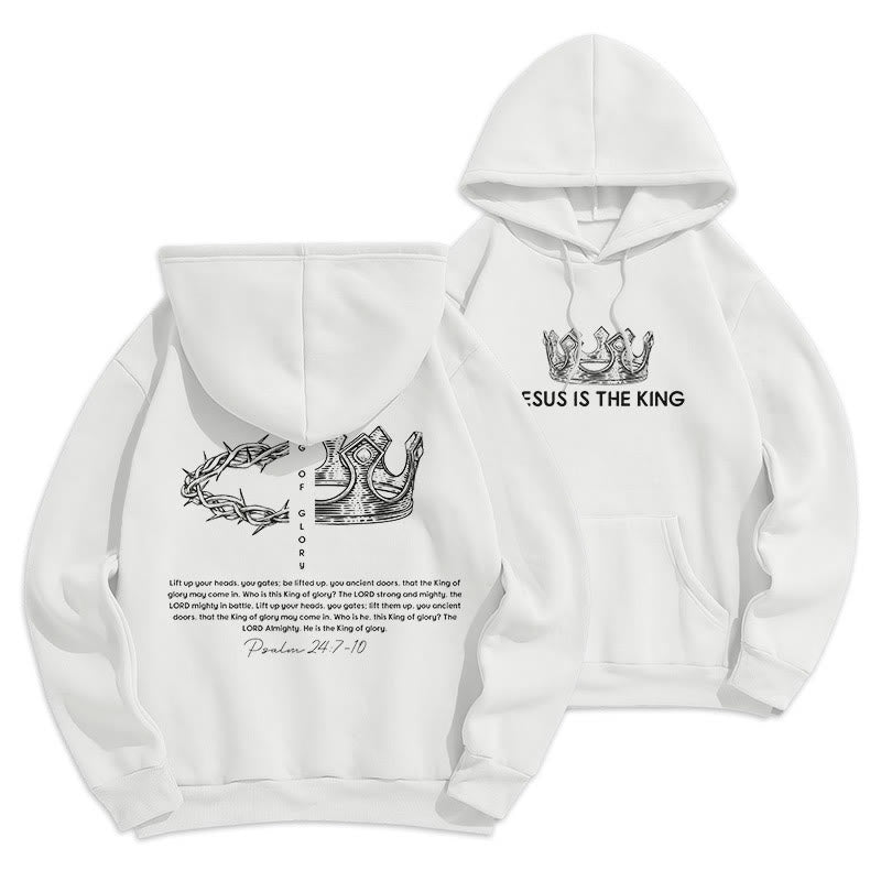 Christianartworkshop Quotation Style Jesus Is The King Fleece Lined Polyester Hoodie - image 5