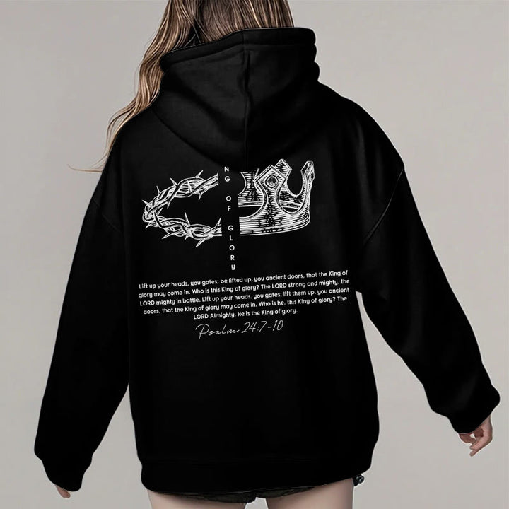 Christianartworkshop Quotation Style Jesus Is The King Fleece Lined Polyester Hoodie - image 4