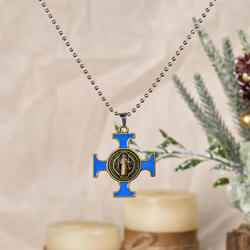 Christianartworkshop Classic Style Saint Benedict Cross Protection Pendant Necklace