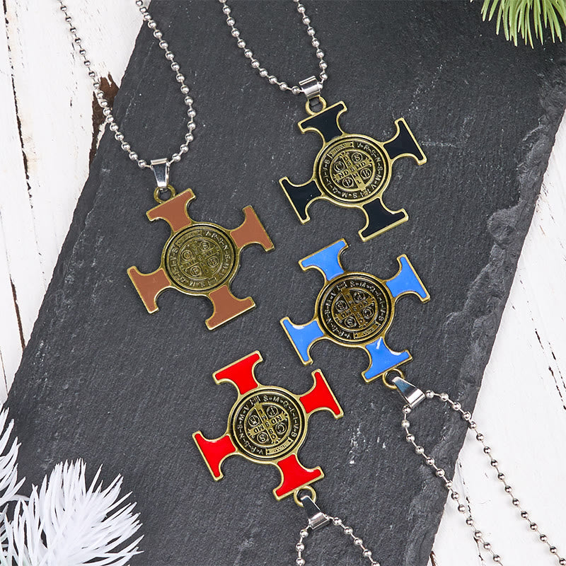Christianartworkshop Classic Style Saint Benedict Cross Protection Pendant Necklace