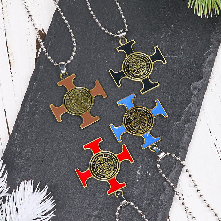 Christianartworkshop Classic Style Saint Benedict Cross Protection Pendant Necklace