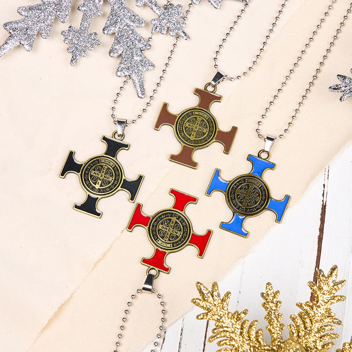 Christianartworkshop Classic Style Saint Benedict Cross Protection Pendant Necklace