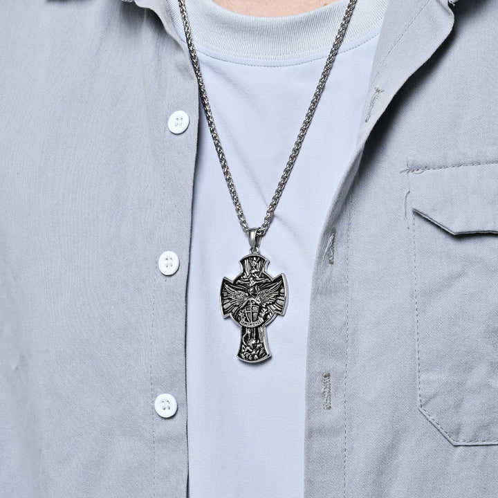 Christianartworkshop Classic Style Saint Michael Archangel Guardian Of Faith Pendant Necklace
