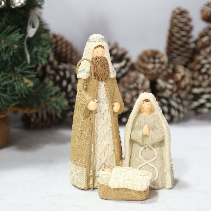 Christianartworkshop Classic Style Resin Knit-Effect Holy Family Figurine Desktop Decorations Ornament - image 1
