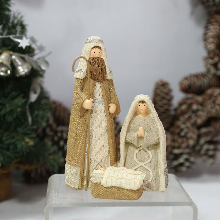 Christianartworkshop Classic Style Resin Knit-Effect Holy Family Figurine Desktop Decorations Ornament - image 2