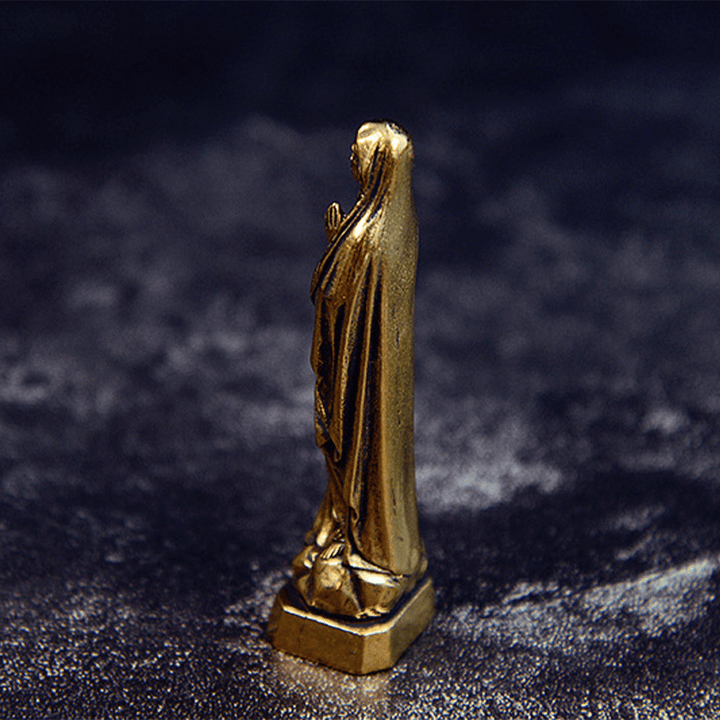 Christianartworkshop Classic Style Exquisite Brass Our Lady Pray For Us Virgin Mary Statue Ornament - image 3