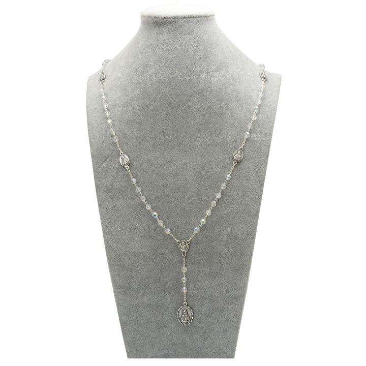 Christianartworkshop Virgin Mary of 6 mm Polyhedron Clear Crystal Alloy Chain Rosary - image 3