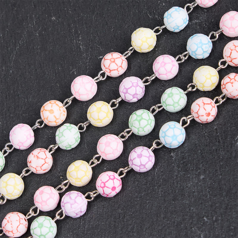 Christianartworkshop Virgin Mary & Crucifix of 8 mm Round Multicolor Polymer Clay Alloy Chain Rosary - image 5