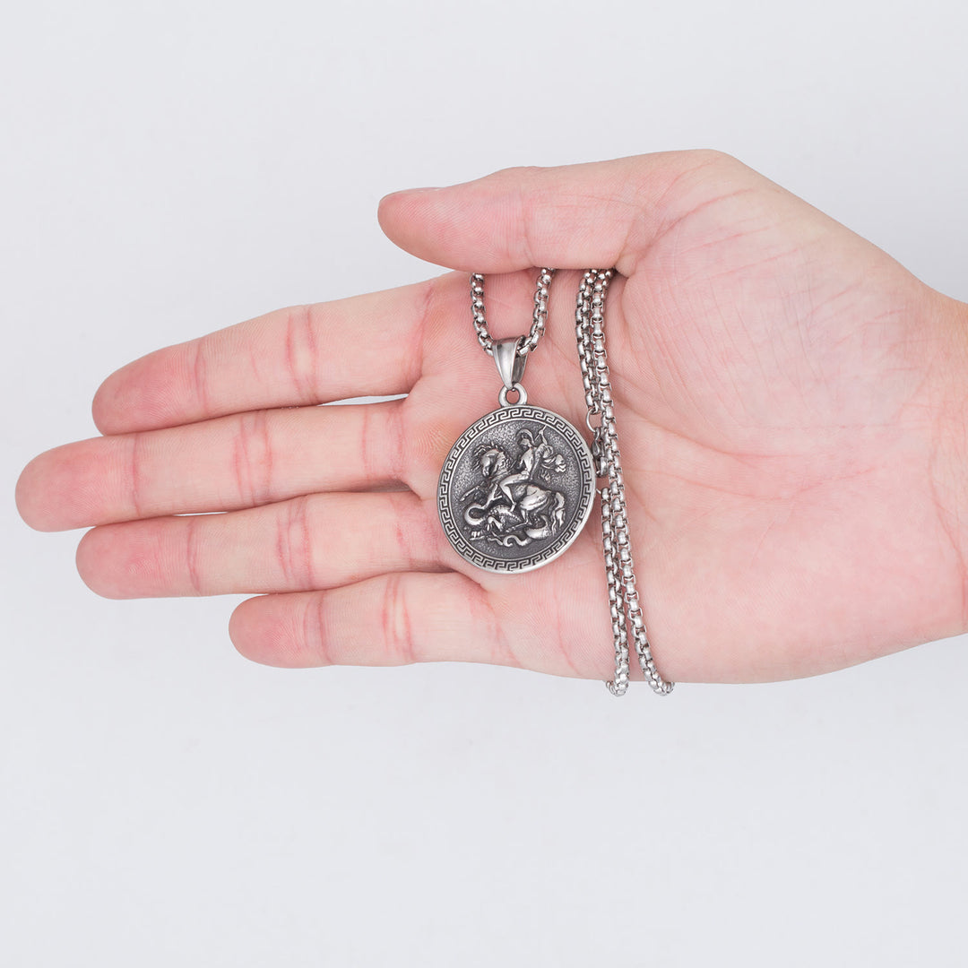 Christianartworkshop Classic Style St. George Dragon Slayer Pendant Necklace - image 1