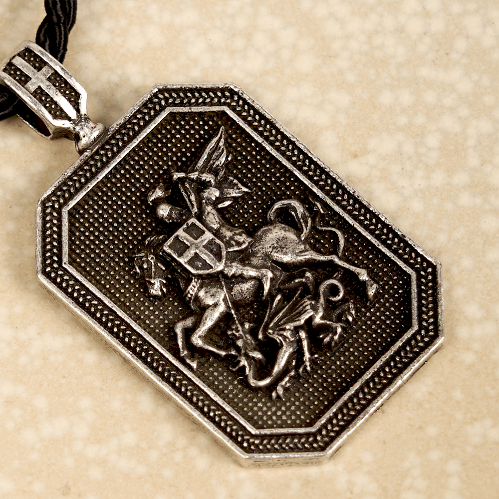 Christianartworkshop Classic Style Saint George and the Dragon Pendant Protection Prayer Necklace