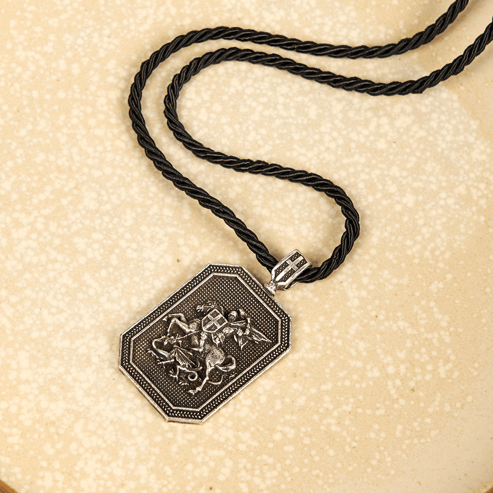 Christianartworkshop Classic Style Saint George and the Dragon Pendant Protection Prayer Necklace - image 9