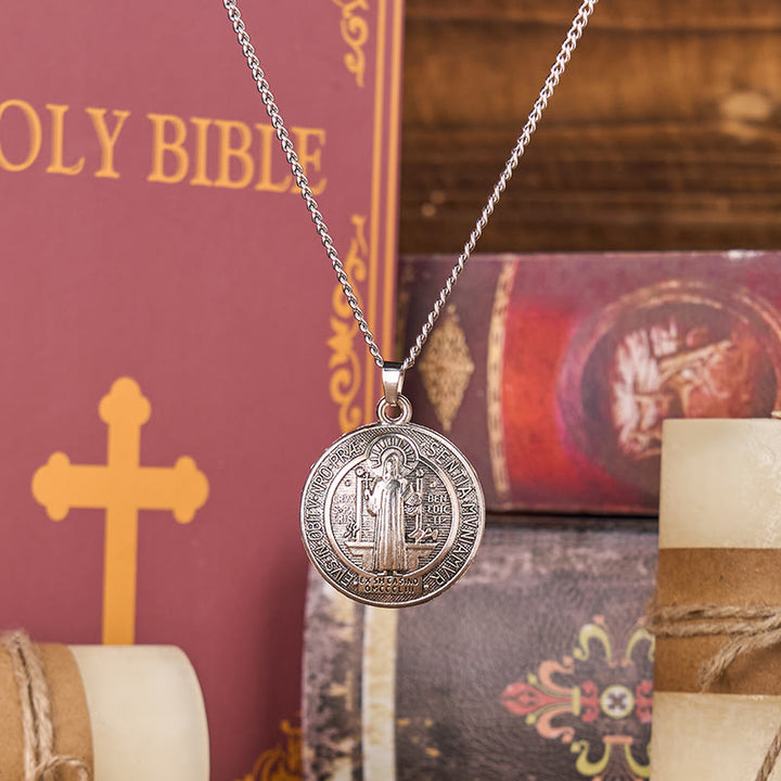Christianartworkshop Classic Style Crafted St. Benedict Symbol Pendant Necklace(3 color)