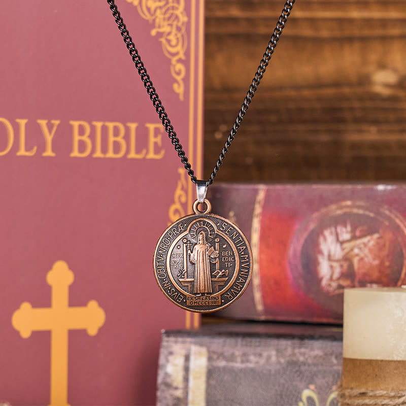 Christianartworkshop Classic Style Crafted St. Benedict Symbol Pendant Necklace(3 color)