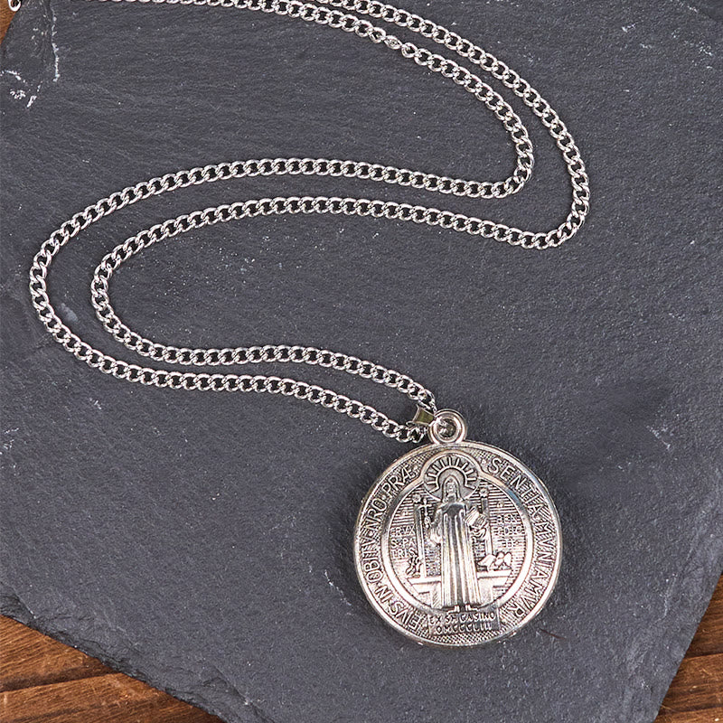 Christianartworkshop Classic Style Crafted St. Benedict Symbol Pendant Necklace(3 color)