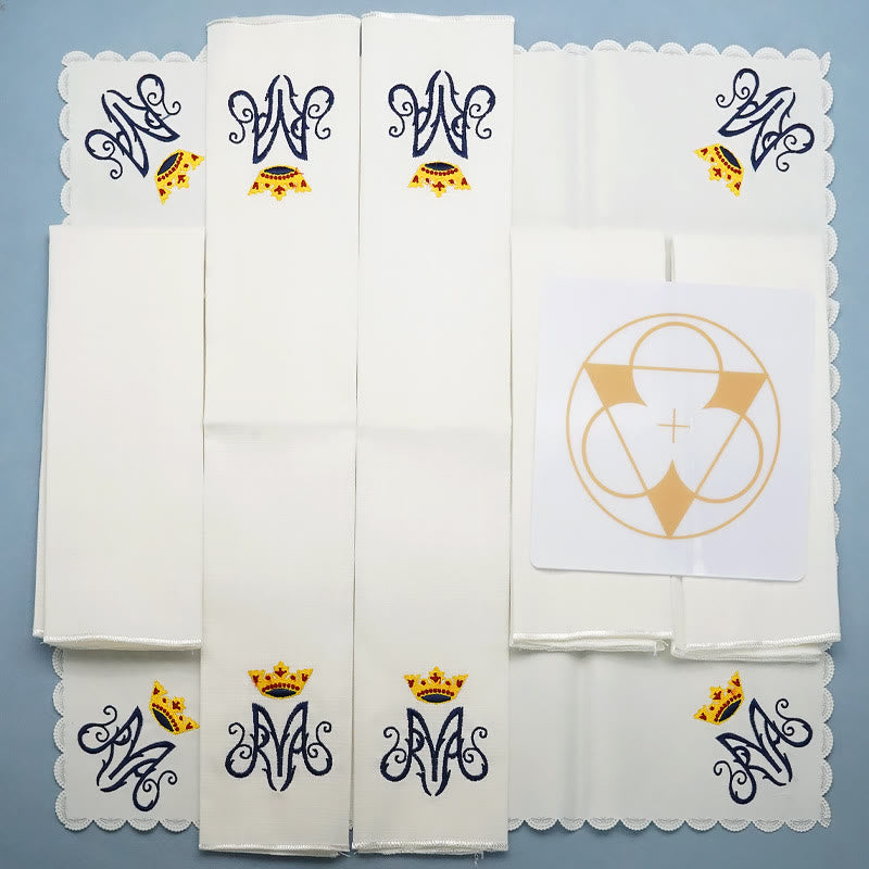 Christianartworkshop Classic Style Divine Our Lady's Crown Altar Linen Set - image 1