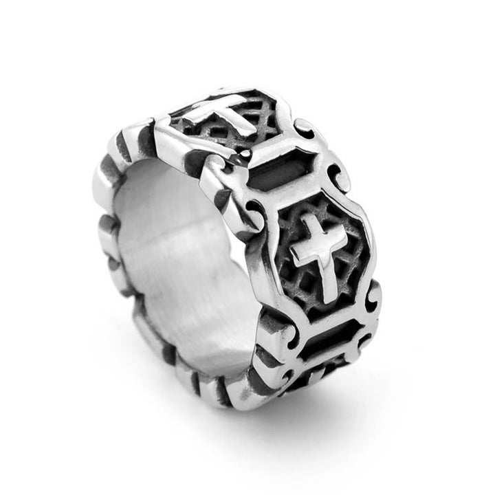 Christianartworkshop Modern Style Sacred Cross Elegant Pattern Ring - Silver - AU Size Z（US 13） - image 1