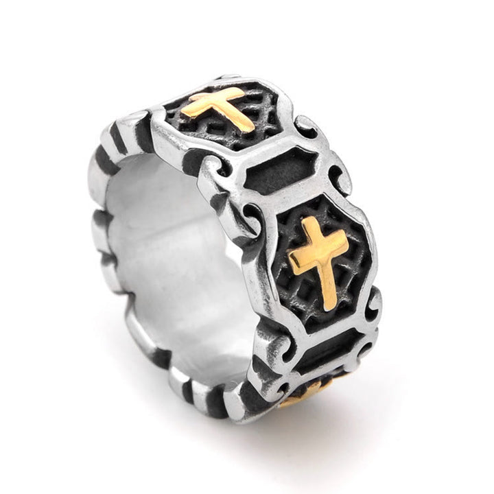 Christianartworkshop Modern Style Sacred Cross Elegant Pattern Ring - Gold - AU Size Z（US 13） - image 0