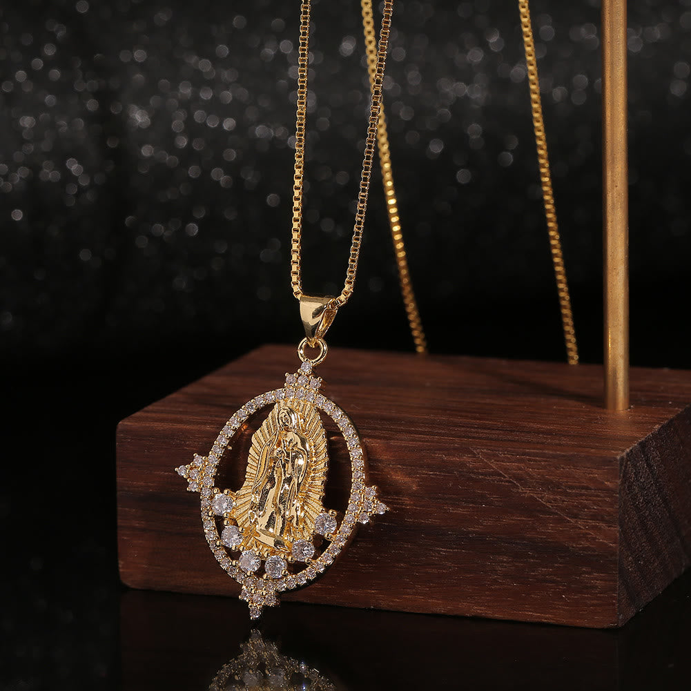 Christianartworkshop Luxury Style Our Lady of Guadalupe Gemstones Pendant Necklace - Our Lady - image 0