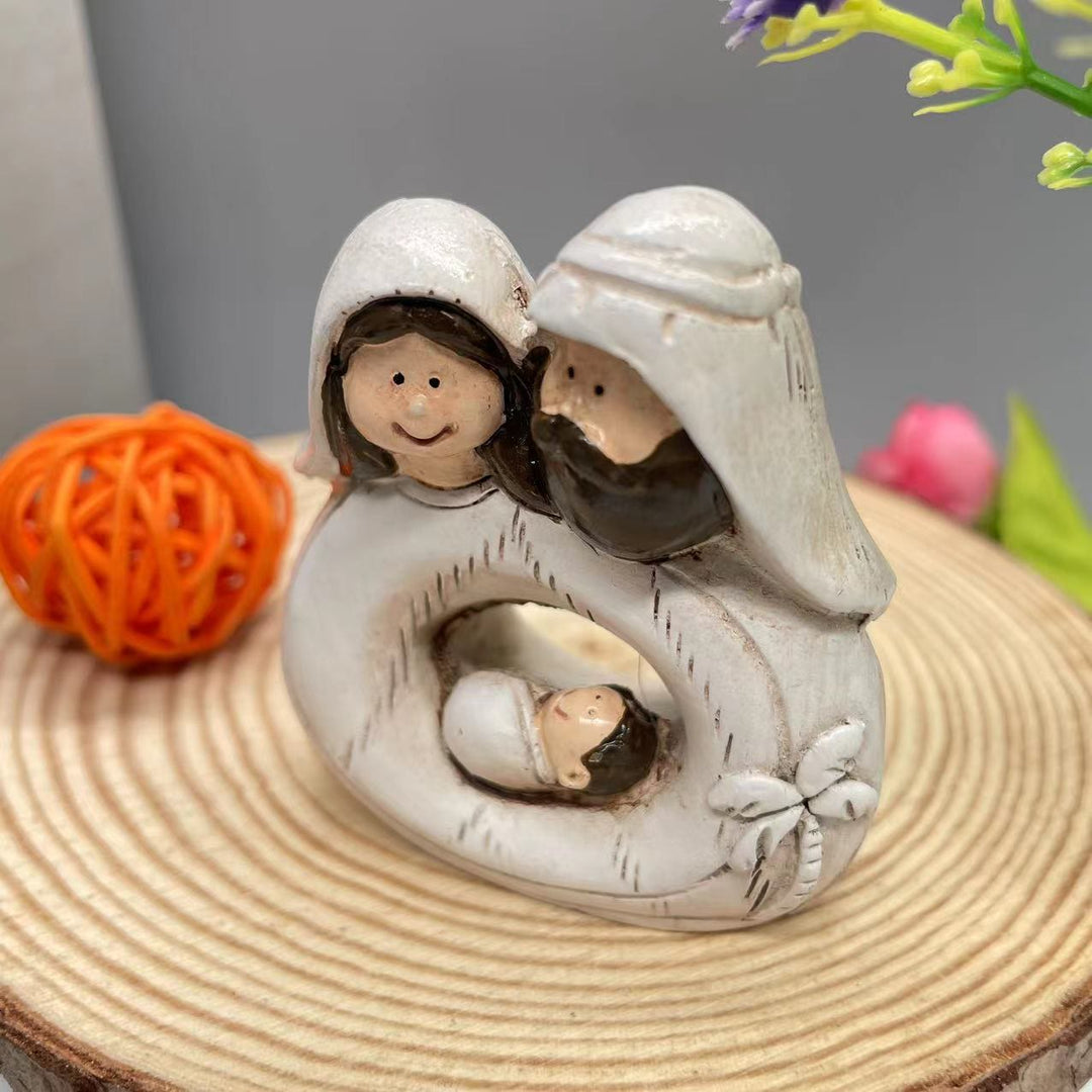 Christianartworkshop Classic Style Cartoon Nativity Scene Holy Family Desktop Decorations Ornament - image 1