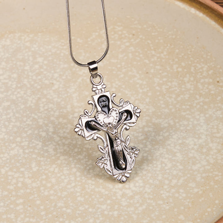 Christianartworkshop 4 Color Classic Style Jesus Cross Faith Crucifix Pendant Necklace