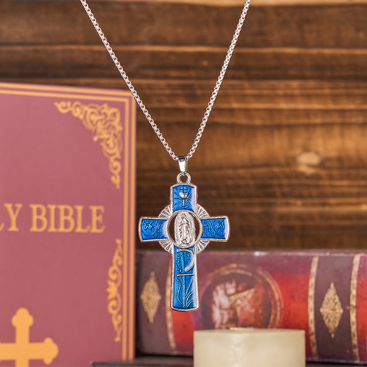 Christianartworkshop 6 Color Virgin Mary  Our Lady of Guadalupe Faith Cross Pendant Necklace - image 6