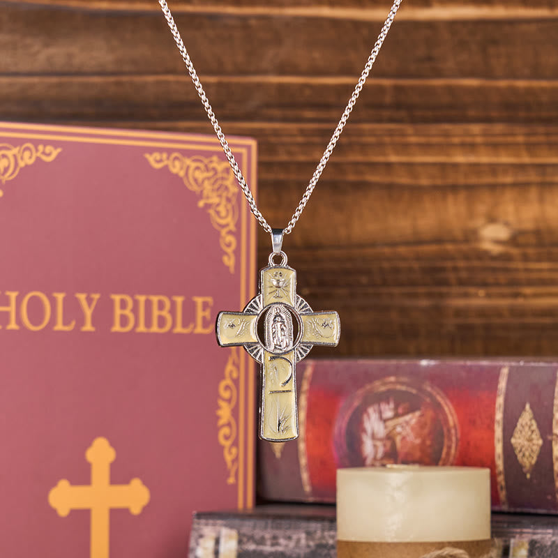 Christianartworkshop 6 Color Virgin Mary  Our Lady of Guadalupe Faith Cross Pendant Necklace - image 9