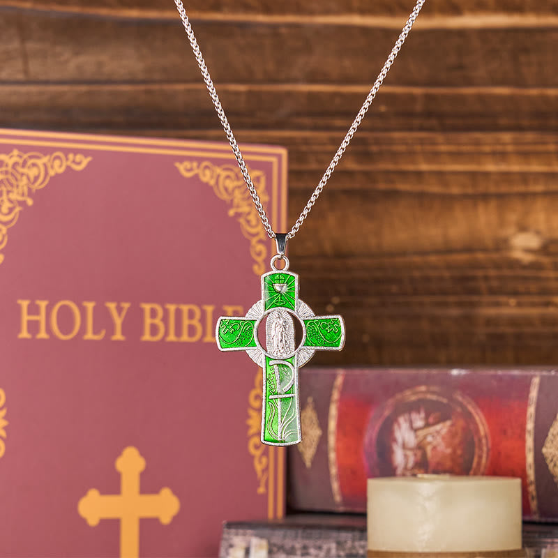 Christianartworkshop 6 Color Virgin Mary  Our Lady of Guadalupe Faith Cross Pendant Necklace - image 8