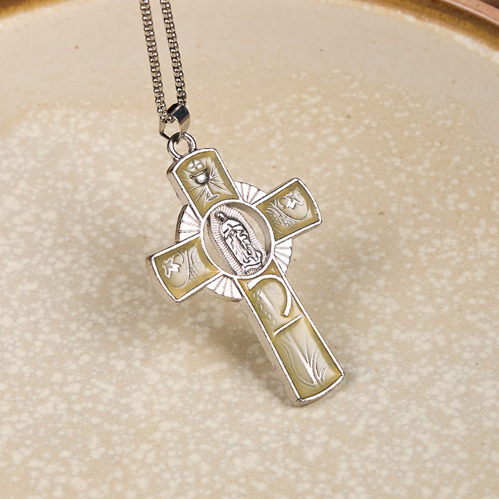 Christianartworkshop 6 Color Virgin Mary  Our Lady of Guadalupe Faith Cross Pendant Necklace - Khaki - image 4