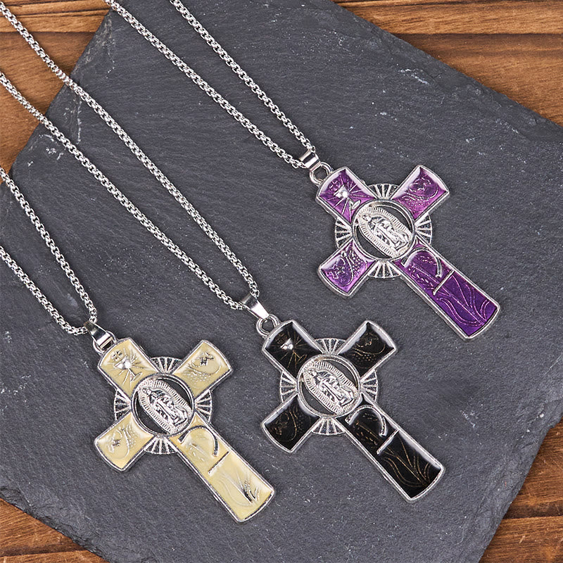 Christianartworkshop 6 Color Virgin Mary  Our Lady of Guadalupe Faith Cross Pendant Necklace - image 16