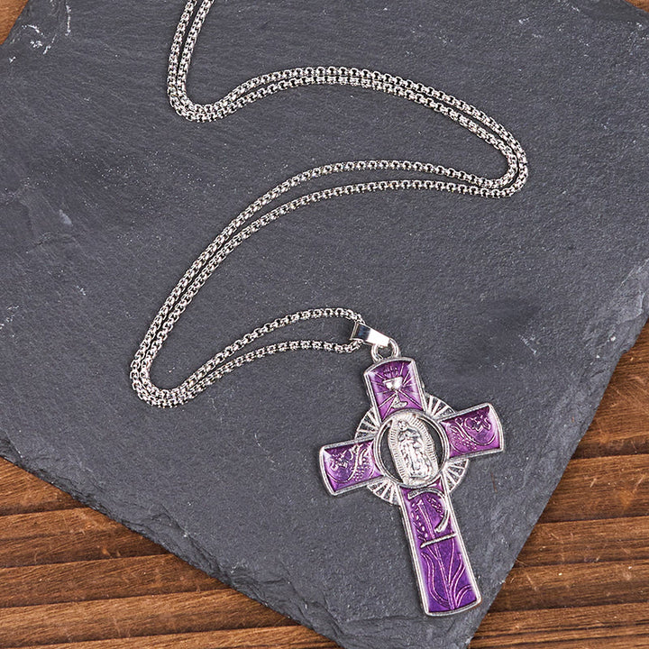 Christianartworkshop 6 Color Virgin Mary  Our Lady of Guadalupe Faith Cross Pendant Necklace - image 15